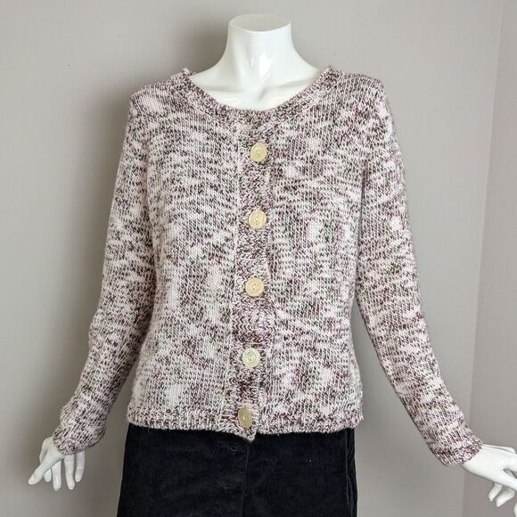Liz Claiborne Petite M Marled Knit Cardigan – Cotton – Button Front - Picture 1 of 7